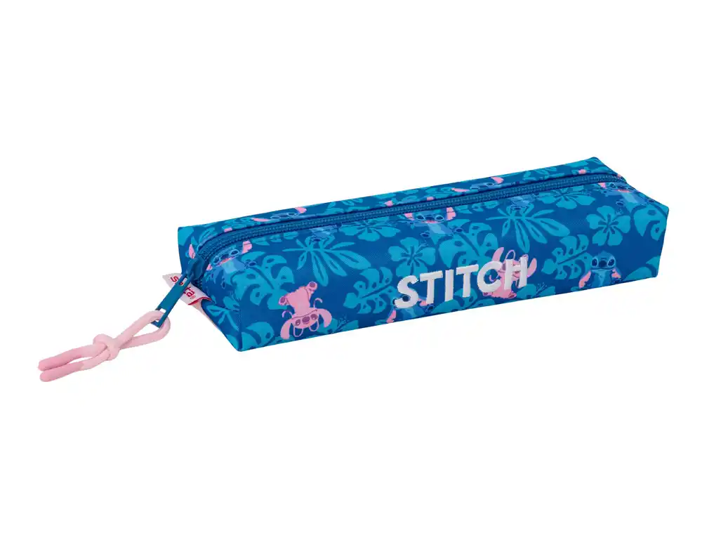 Bolso escolar portatodo safta rectangular con goma elastica 22 cm stitch lilo 40x220x70 mm
