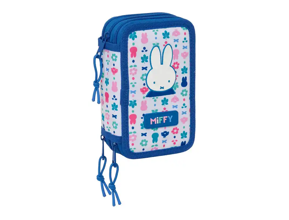 Plumier escolar safta miffy bunny triple cremallera 37 piezas 195x125x55 mm