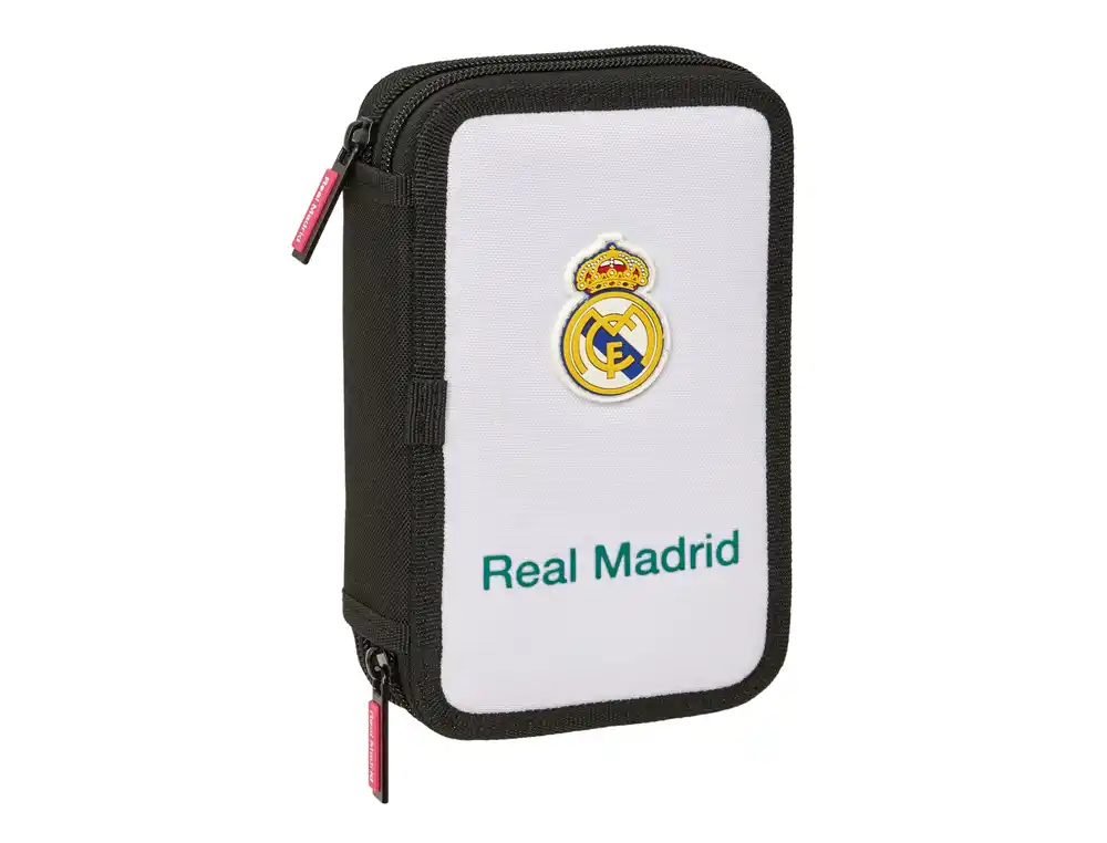 Plumier escolar safta real madrid 1 equipacion 26/27 doble cremallera 29 piezas 195x125x40 mm