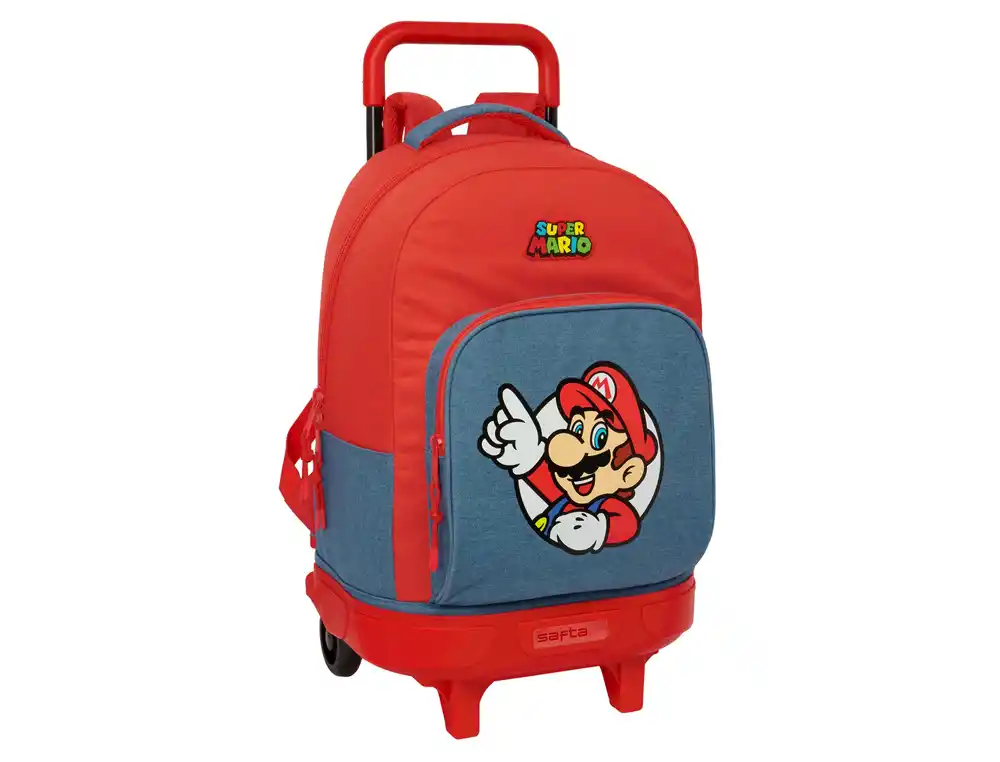 Mochila grande con ruedas compact extraible safta super mario 450x330x220 mm
