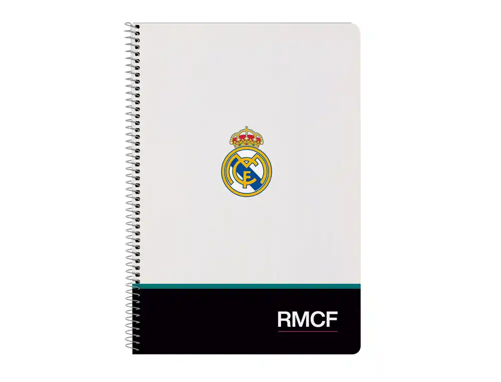 Cuaderno espiral safta folio 80 h 60 gr cuadro 4 mm tapa extradura real madrid 1 equipacion 26/27