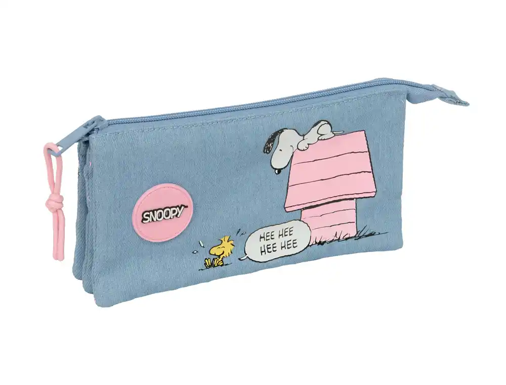 Bolso escolar portatodo safta triple snoopy 120x220x30 mm
