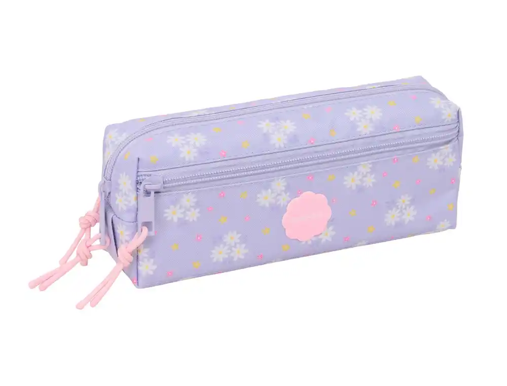 Bolso escolar portatodo safta triple pequeño con goma elastica bouquet 85x220x60 mm