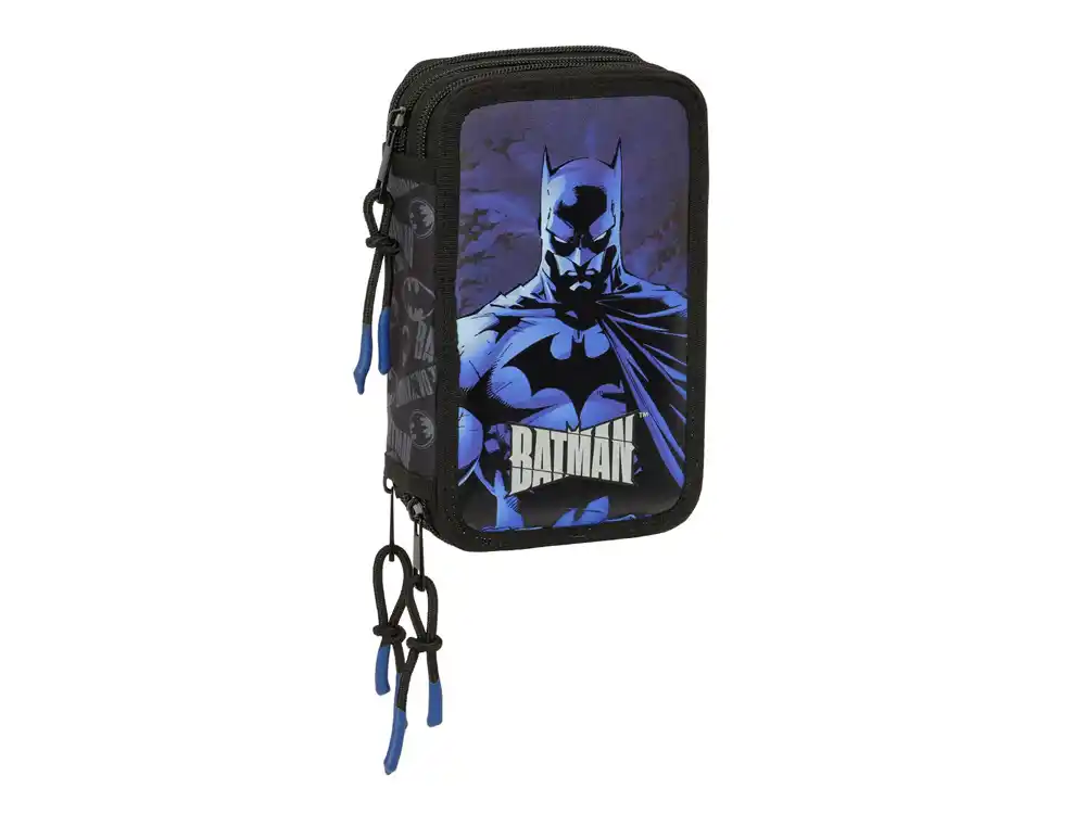 Plumier escolar safta triple cremallera 37 piezas batman 195x125x55 mm
