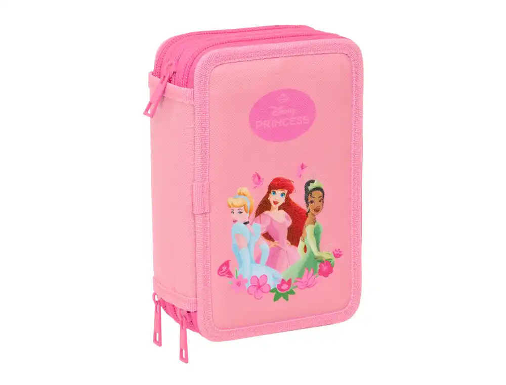 Plumier escolar safta triple 37 piezas princesas 195x125x55 mm