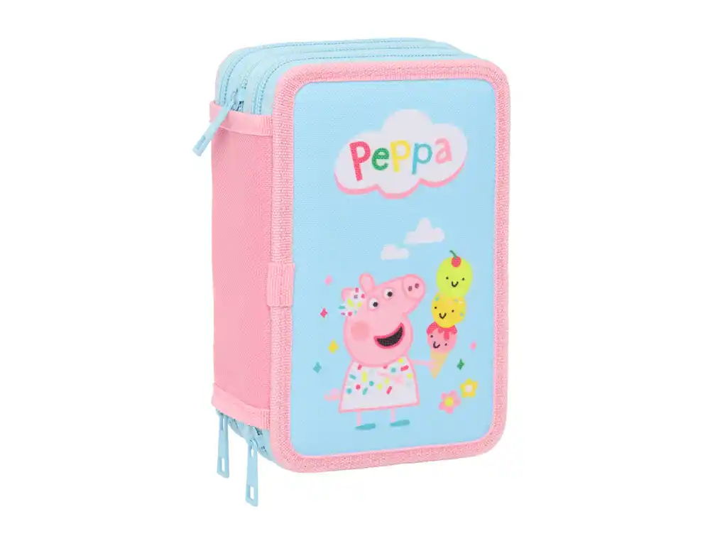Plumier escolar safta triple 37 piezas peppa pig 195x125x55 mm