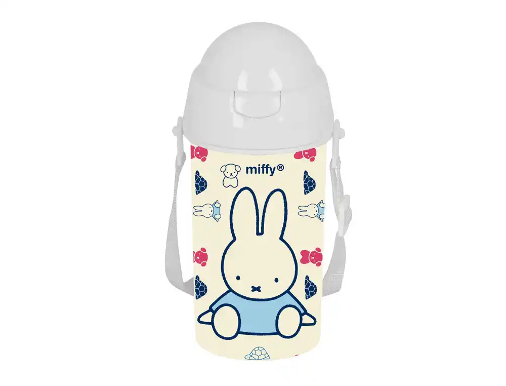 Botella portaliquidos safta 500ml apertura automatica con pajita miffy buddy 195x75x75 mm