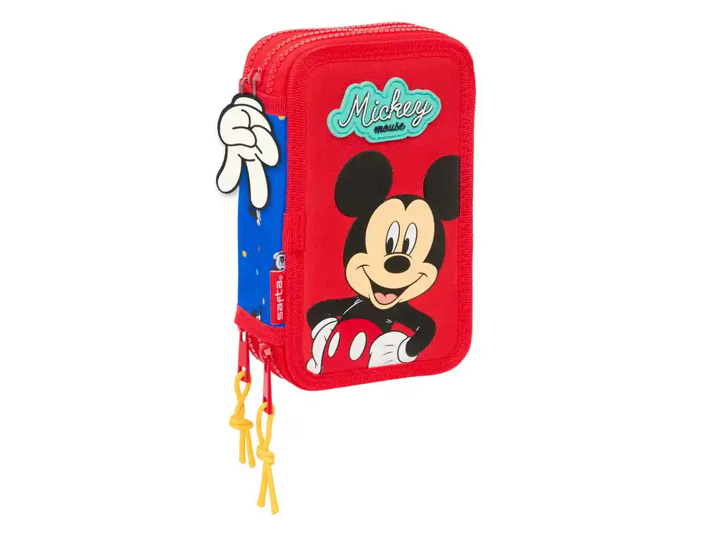 Plumier escolar safta triple 37 piezas mickey mouse good day 195x125x55 mm