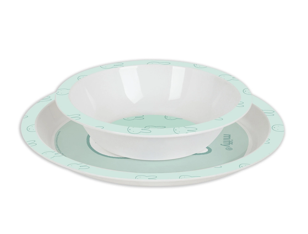 Set de platos cubiertos y vaso safta miffy menta 260x260x90 mm