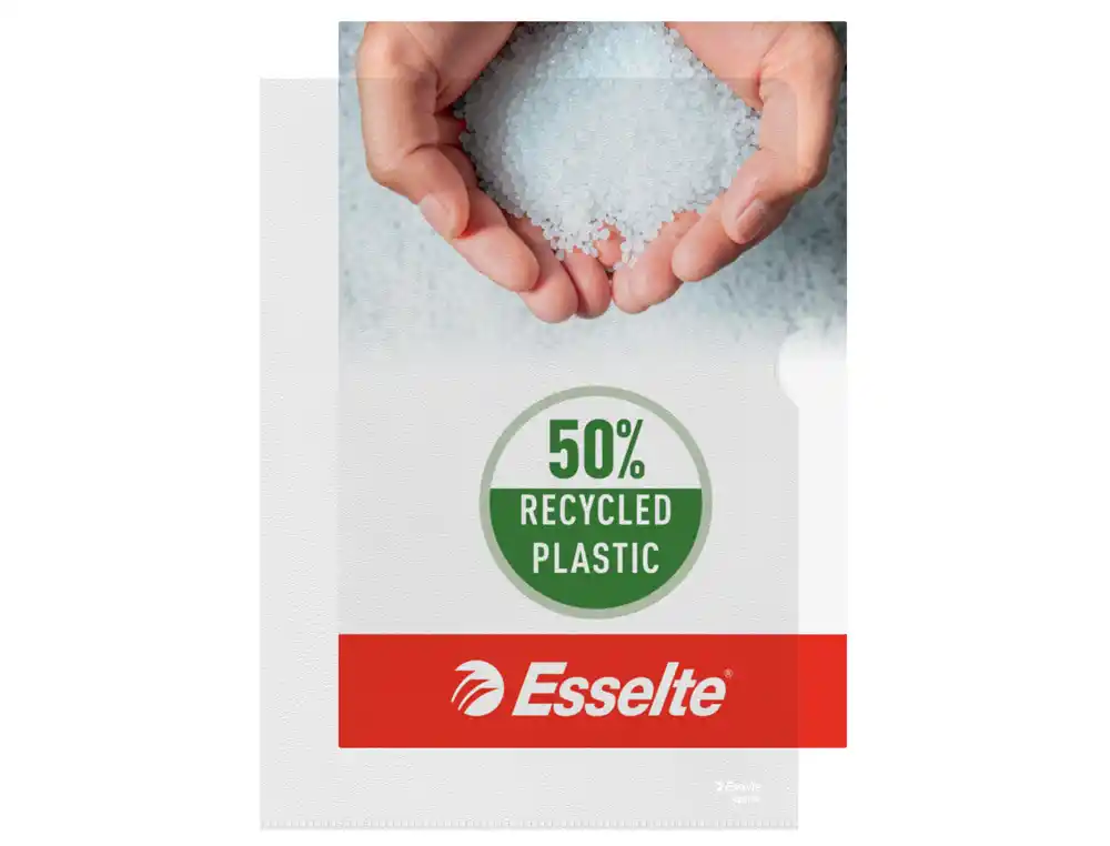 Carpeta dossier uñero esselte pvc 180 mc din a4 transparente 50% reciclado caja de 100 unidades