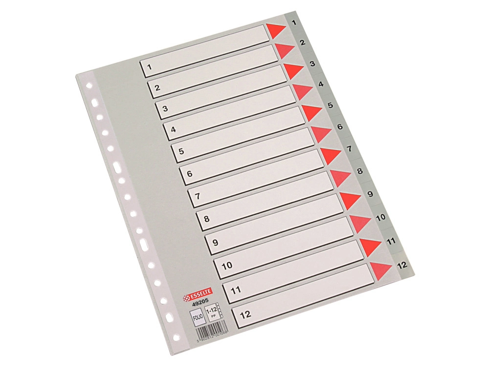 Separador numerico esselte plastico 1-12 juego de 12 separadores folio multitaladro