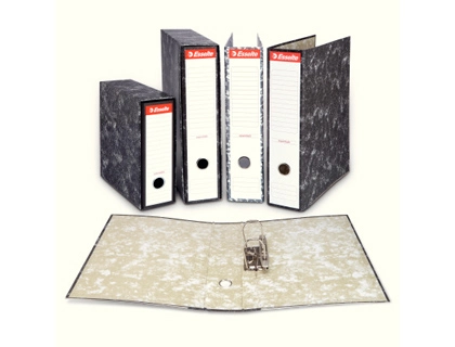 Archivador de palanca esselte folio carton jaspeado negro con rado lomo 75 mm