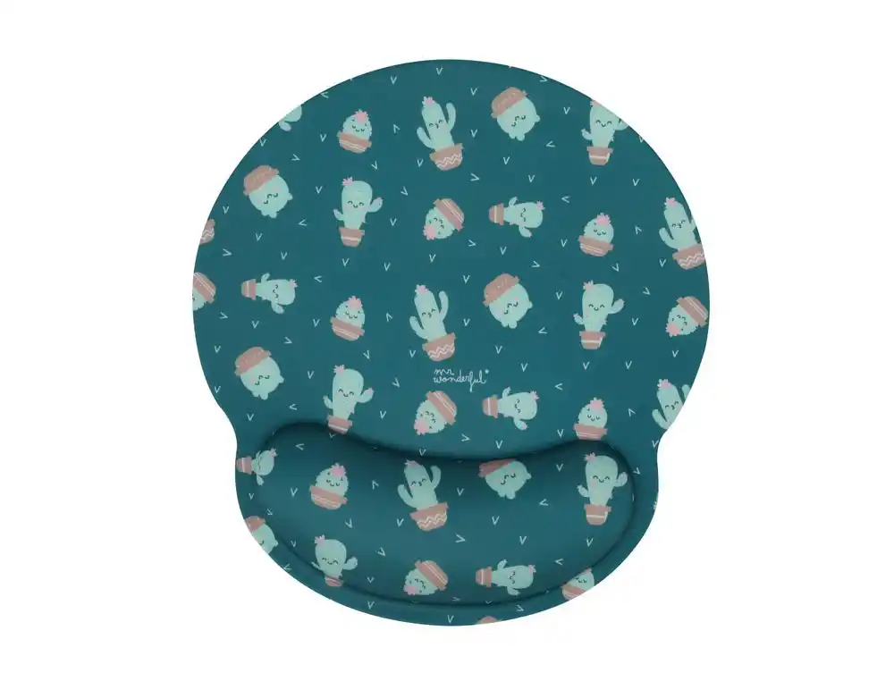 Alfombrilla de raton mr wonderful de gel ergonomica cactus 250x230 mm