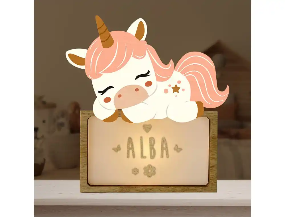 Lampara vintiun personalizable little sleeping unicorn