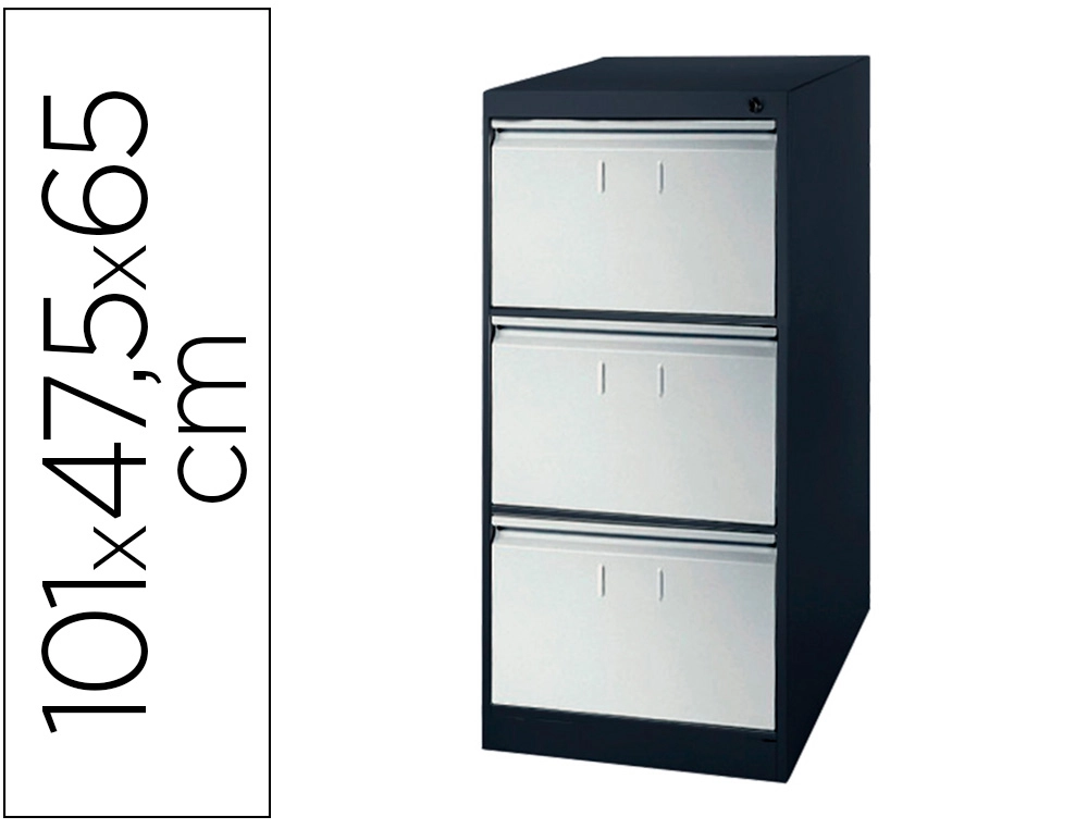 [43212] Fichero cajones de suelo metalico de 3 cajones gris bitono n.1375 antivuelco 101x65x47,5 cm