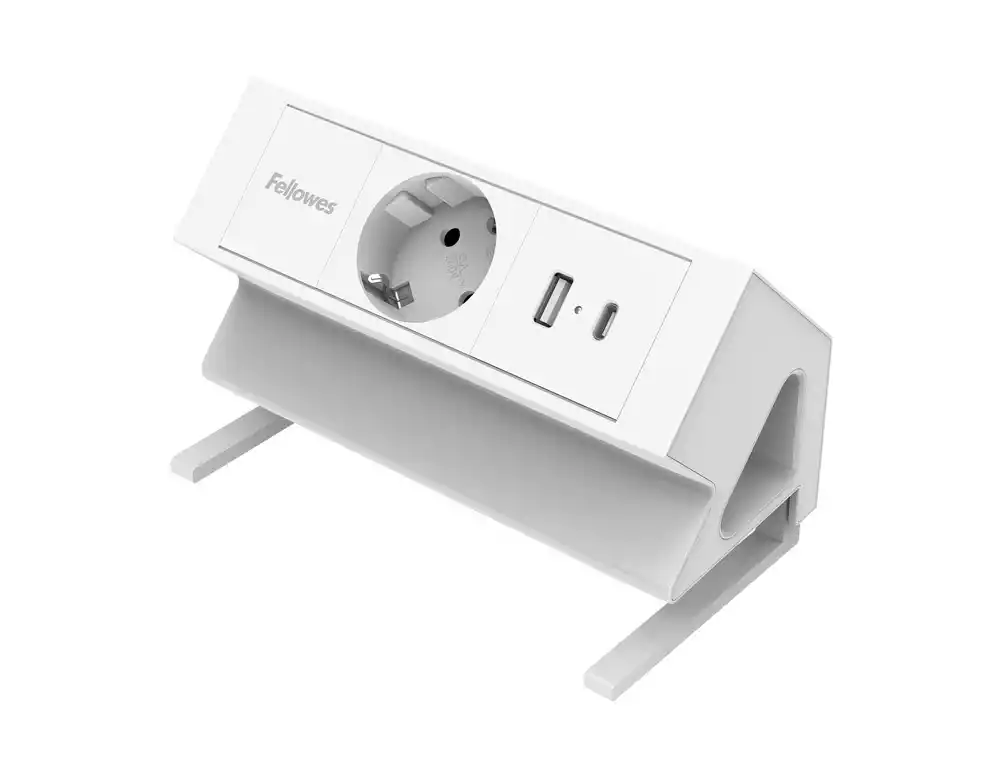 [801713] Regleta fellowes sobremesa 1 toma + usb a + usb c color blanco