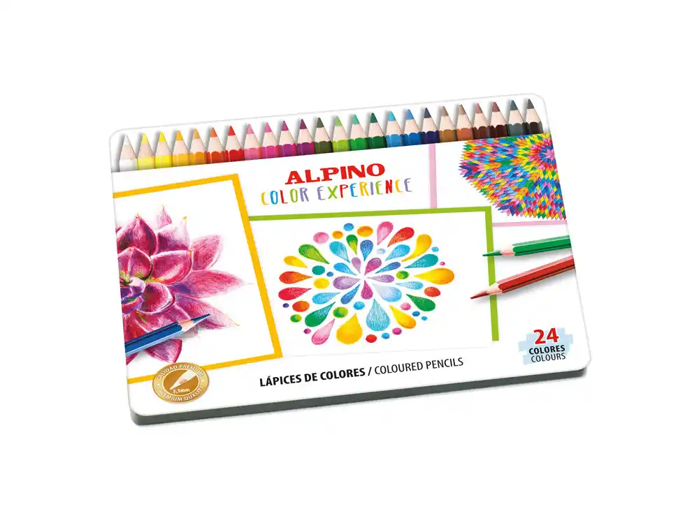 [800835] Lapices de colores alpino color experience caja metalica de 24 unidades colores surtidos