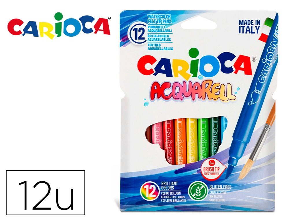 [300396] Rotulador carioca aquarelle punta de pincel caja de 12 unidades colores surtidos