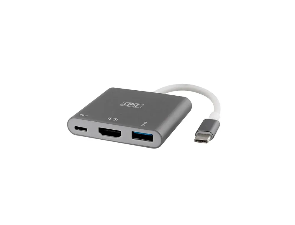 Adaptador de video tnb tipo c a hdmi 3 en 1 color gris