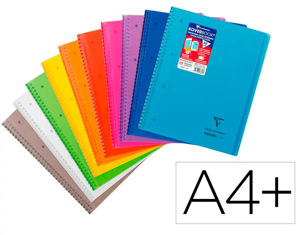 [176686] Cuaderno espiral clairefontaine koverbook tapa polipropileno din a4+ 80 hojas cuadro 5 mm banda 4