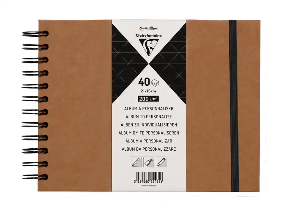 [176685] Album de fotos espiral clairefontaine tapa dura kraft 210x160 mm 40 hojas 200 g
