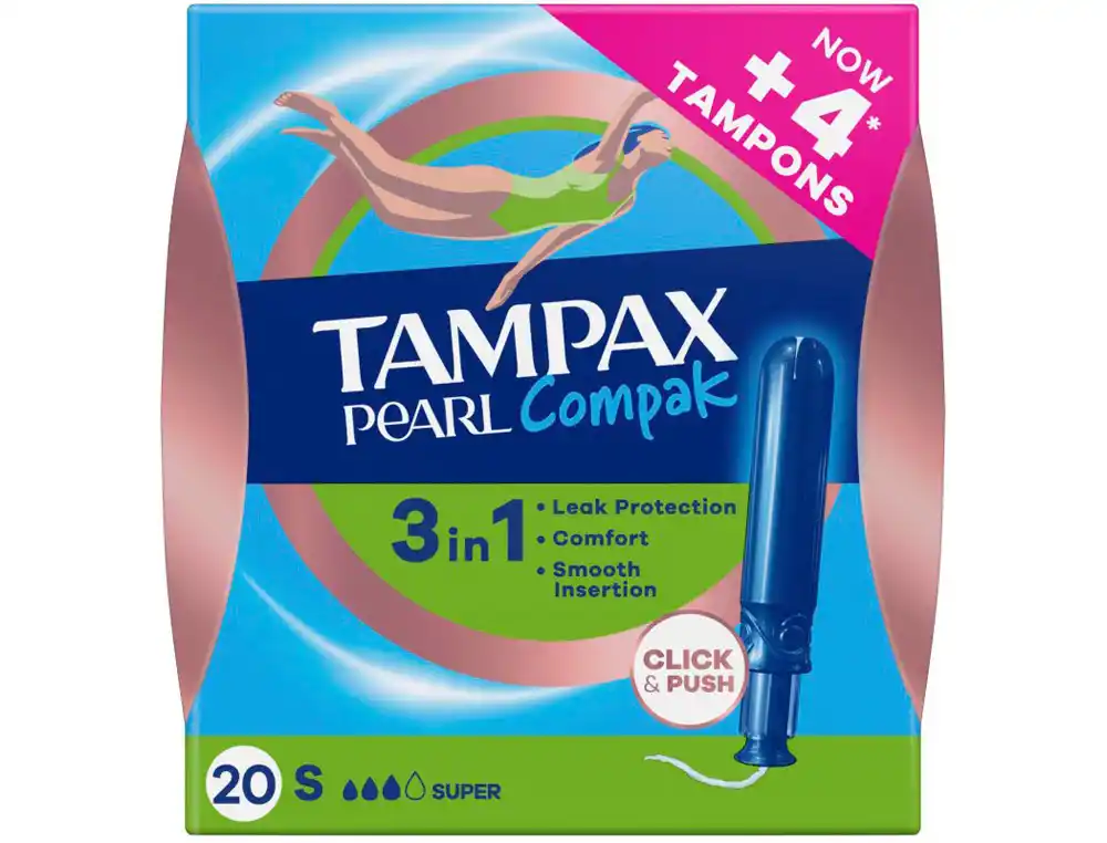 [176495] Tampon tampax pearl compak super caja de 20 unidades