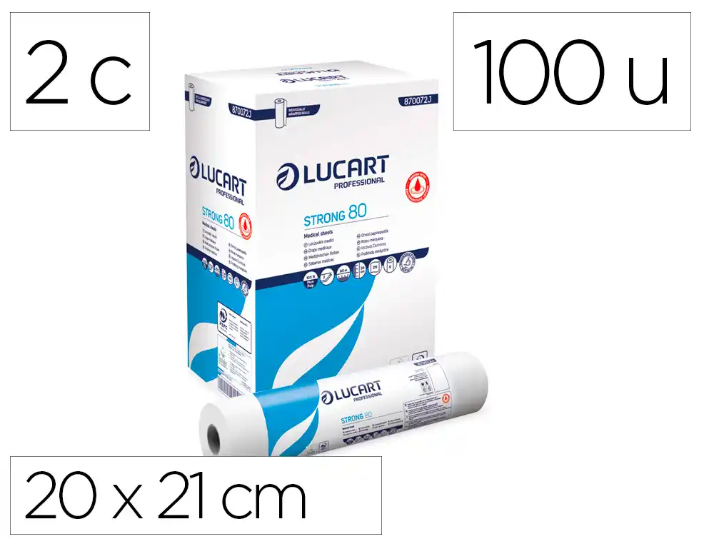 [176490] Pañuelo facial lucart celulosa virgen 15,5 g 2 capas 20x21 cm caja de 100 unidades