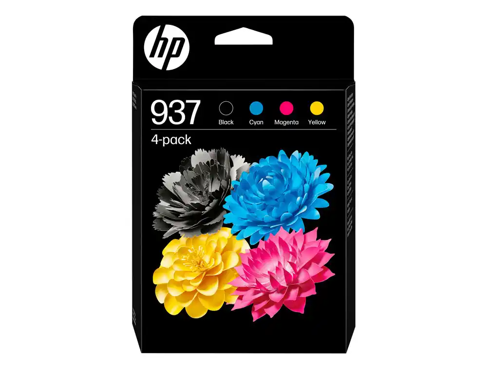 [176468] Ink-jet hp 937 officejet pro 9120e / 9130e / 9720 / 9730 / 9110b / 9120b / 9130b pack de 4 colores negro amarillo cian