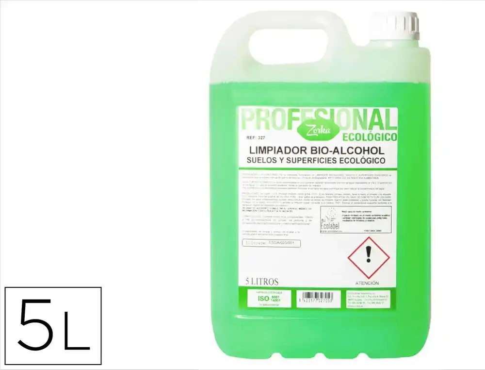 [176415] Limpiador multiusos zorka bio-alcohol ecologico suelos y superficies garrafa 5 litros