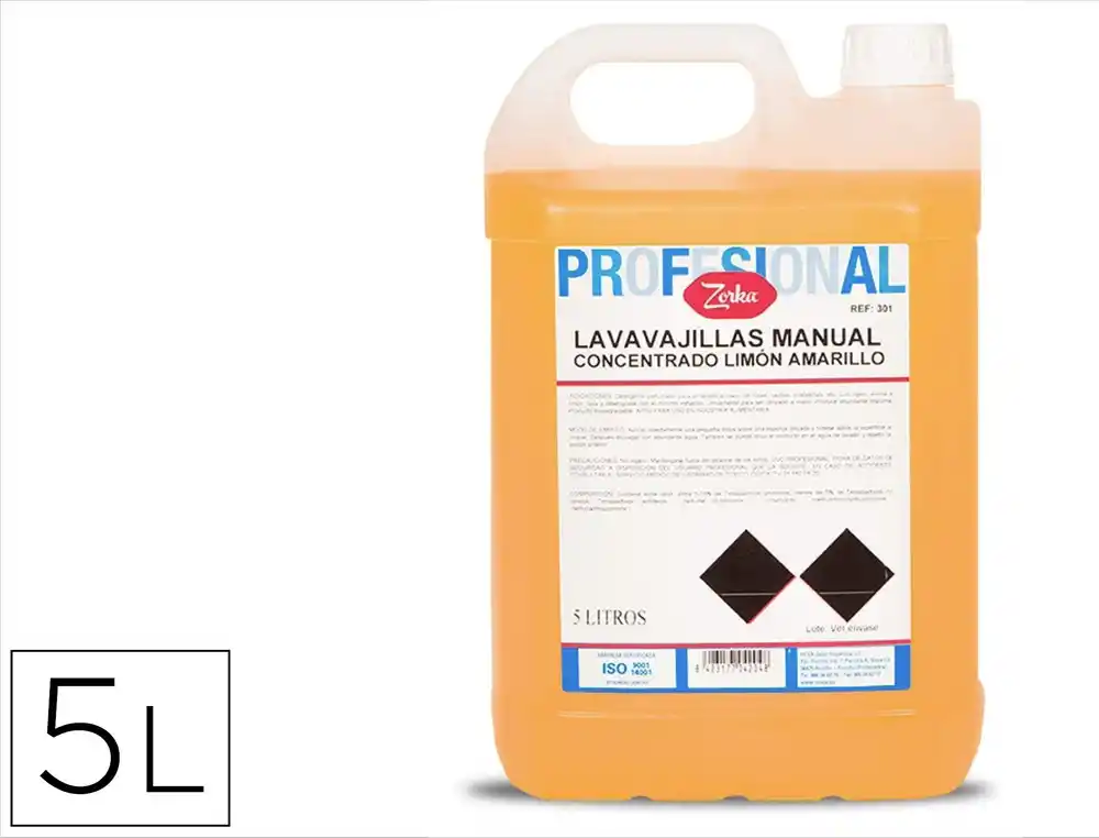 [176412] Lavavajillas manual zorka concentrado limon amarillo garrafa 5 litros
