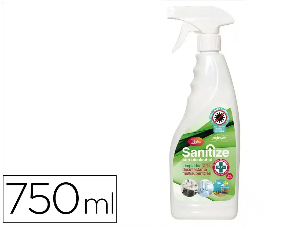 [176403] Limpiador desinfectante zorka con bioalcohol con pistola pulverizadora 750 ml