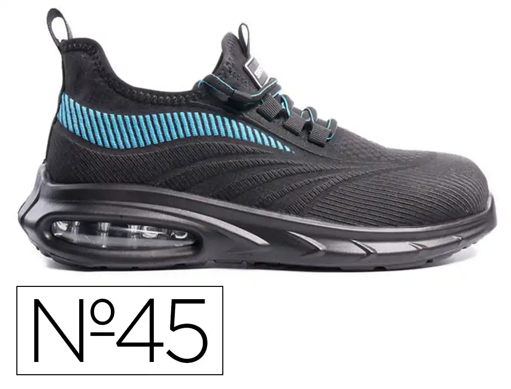 Zapatos de seguridad safetop combio sport tejido poliester 3d suela pu bidensidad 1p talla 45 color negro/azul