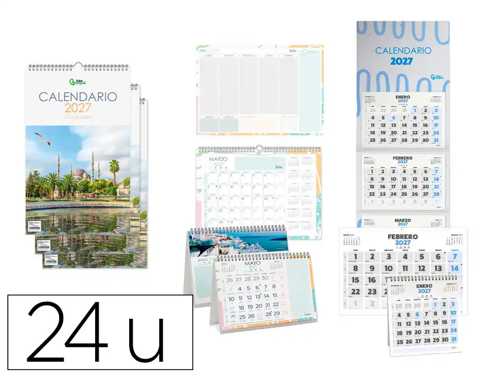 [176220] Calendario liderpapel 2027 pack de 22 unidades diseños surtidos
