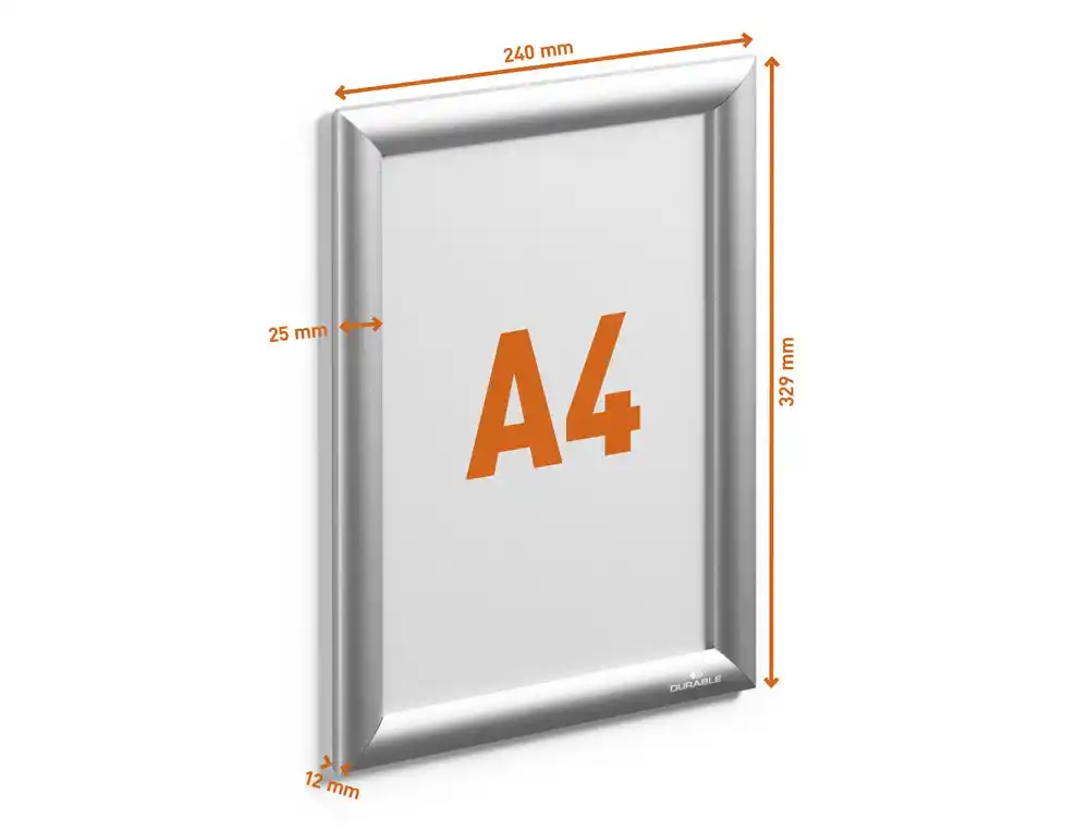 [176075] Marco portaanuncios durable outdoor a4 marco aluminio anodizado plata 350x260x12 mm