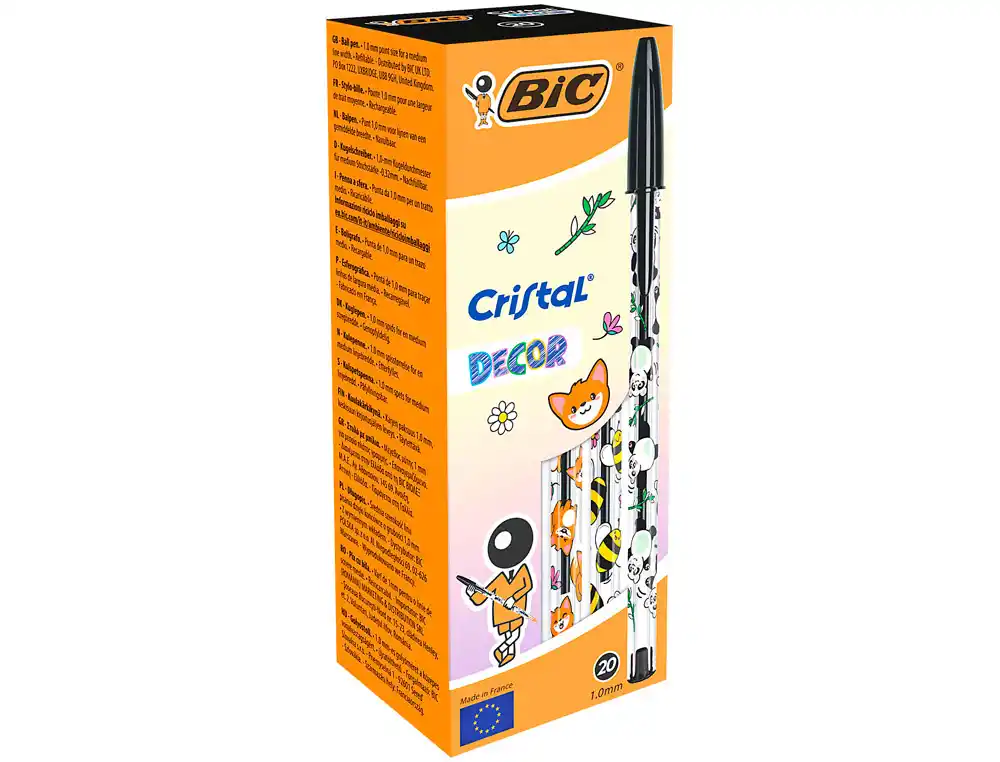 [175977] Boligrafo bic cristal kawaii negro punta 1 mm