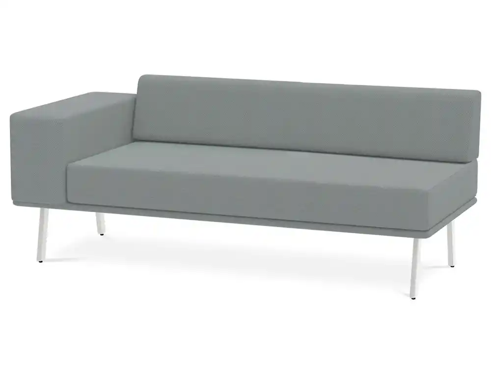 [175873] Modulo rocada ural-al rectangular largo respaldo apoyabrazo izquierda tapizado gris 162x74x56 cm