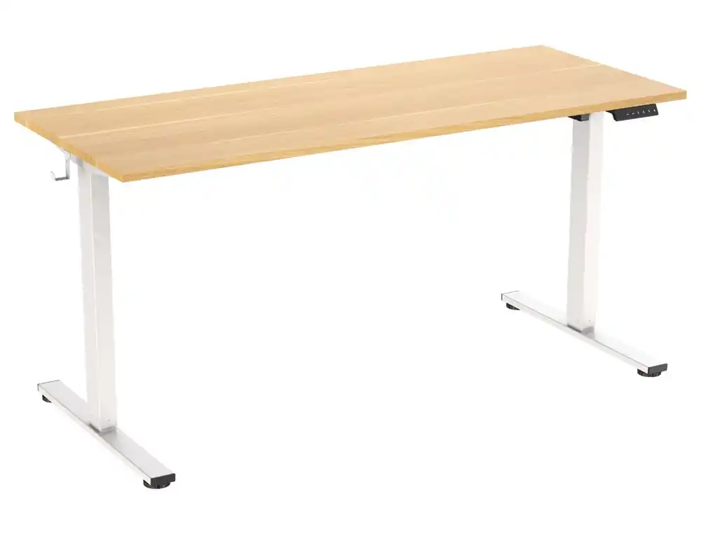 [175844] Mesa regulable rocada e-table eco regulable en altura electrica estructura metalica blanco/haya 160x80 cm