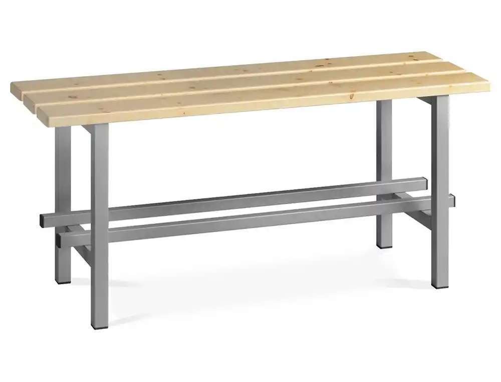 [175824] Banco de madera con zapatero estructura acero y listones de pino barnizados 1000 mm