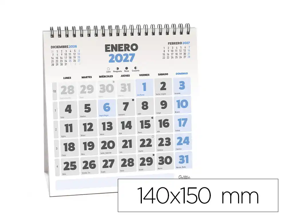 [175761] Calendario espiral triangular liderpapel de sobremesa serie clasico 2027 140x150 mm papel 128 g