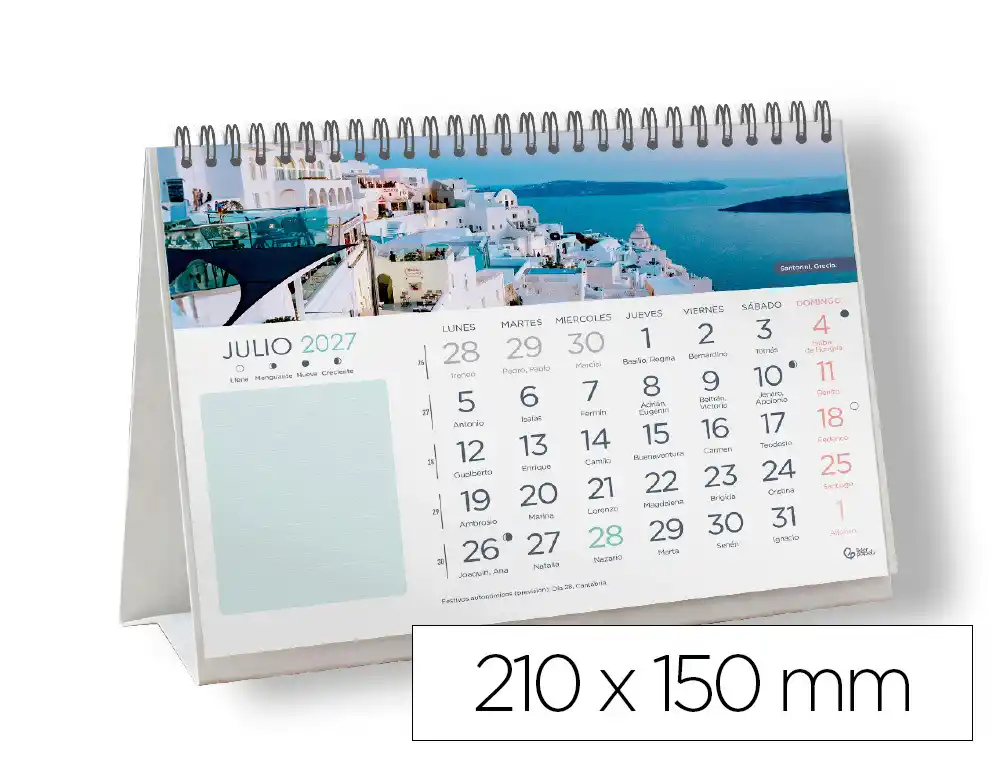 [175758] Calendario espiral triangular liderpapel de sobremesa imagenes ciudades 2027 210x150mm papel 128 g con pegatinas