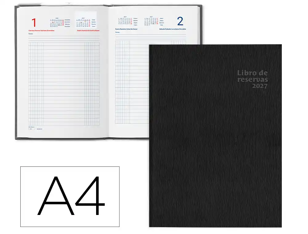 [175749] Libro de reservas liderpapel 2027 din a4 dos paginas dia 752 paginas papel blanco 70 g fsc