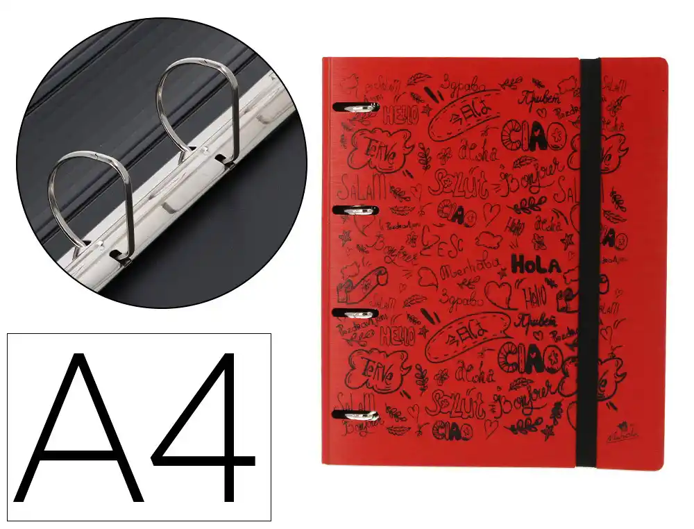 [175541] Carpeta 4 anillas 40 mm mixtas mariola polyfoam din a4 sin recambio hola
