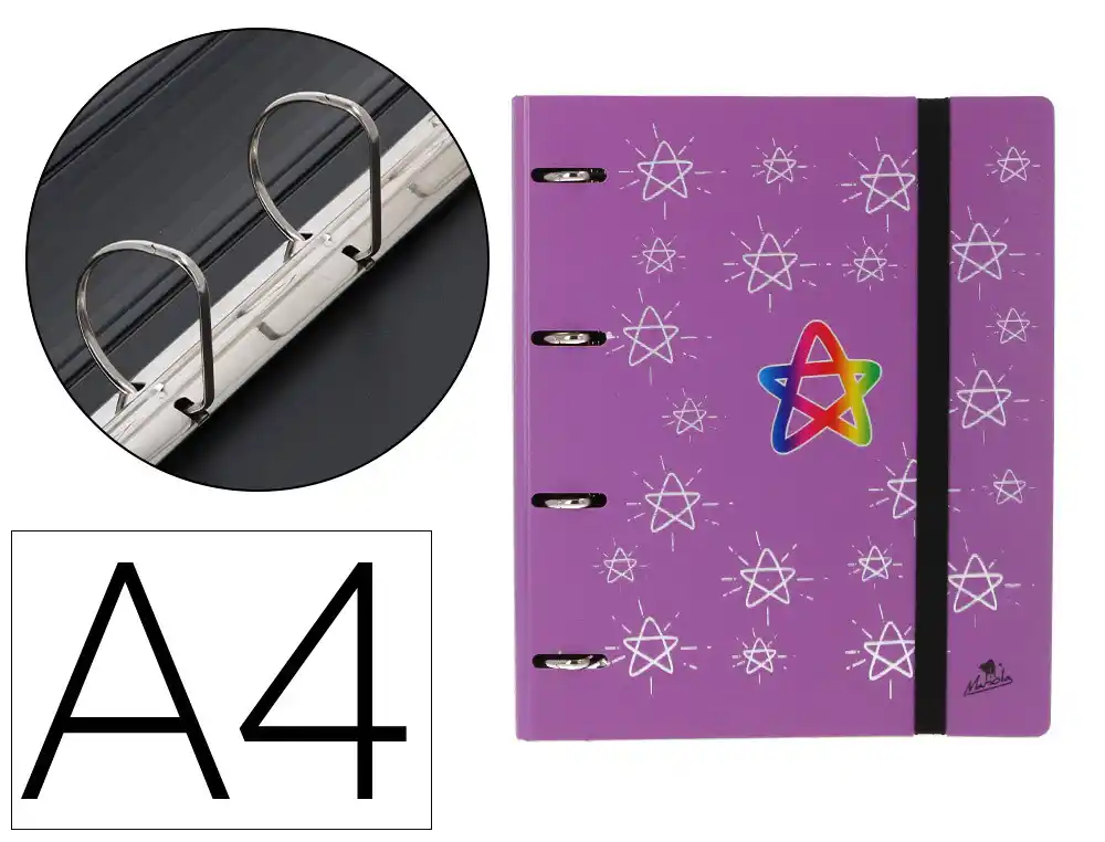 [175538] Carpeta 4 anillas 40 mm mixtas mariola polyfoam din a4 sin recambio estrellas