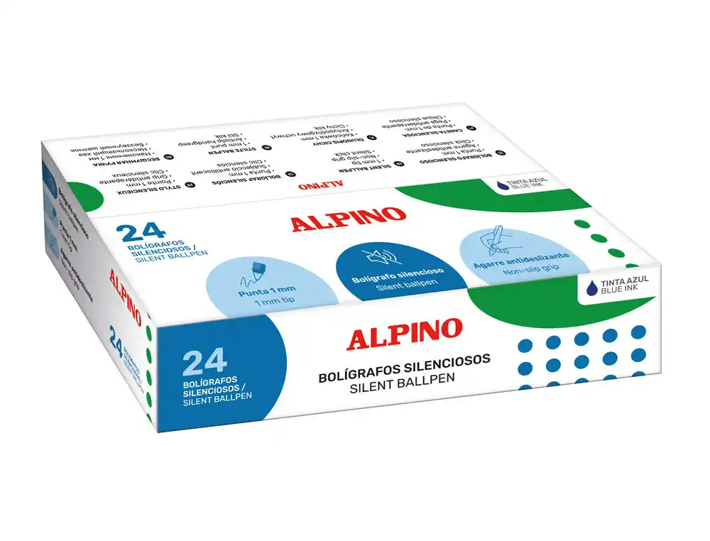 [175503] Boligrafo alpino silencioso agarre antideslizante tinta azul punta 1 mm