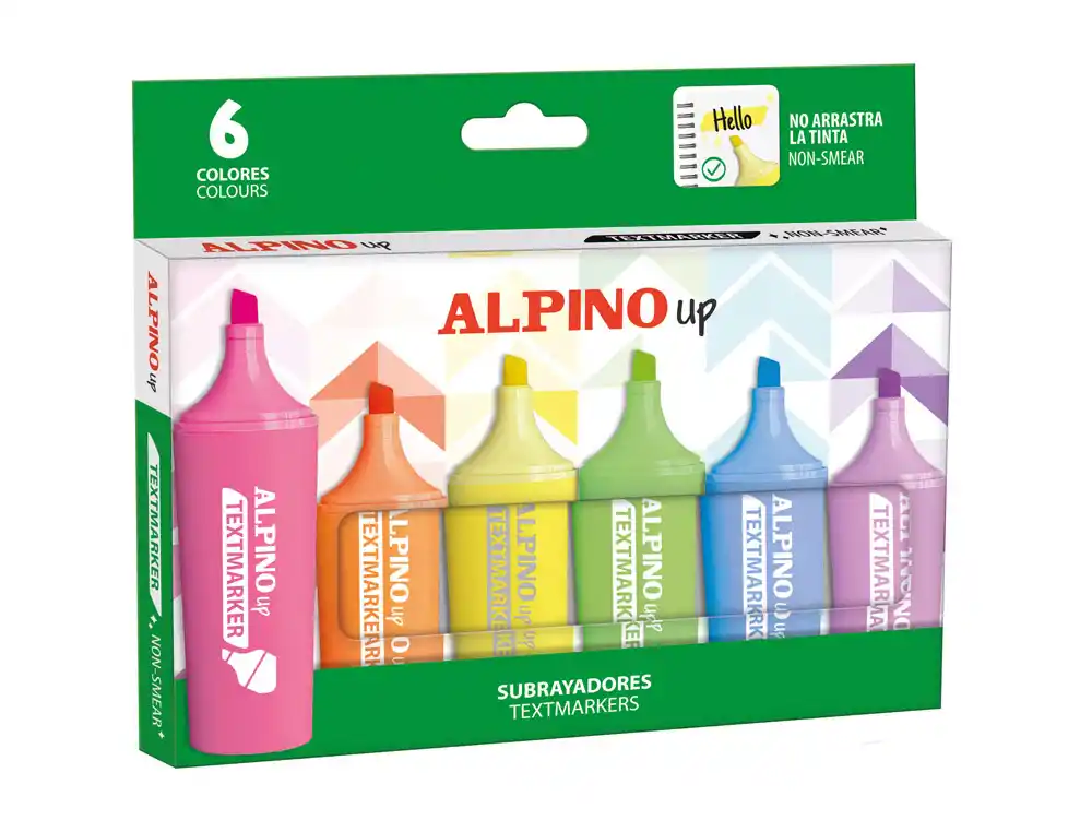 [175502] Rotulador fluorescente alpino up caja de 6 unidades colores surtidos