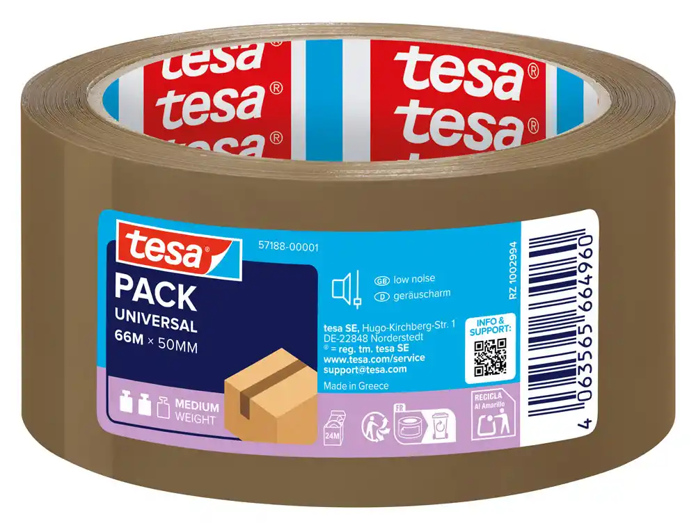 [175474] Cinta adhesiva tesa marron polipropileno 66 m x 50 mm para embalaje