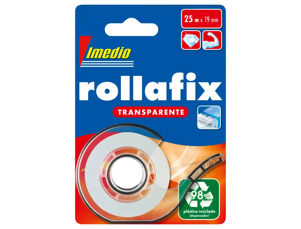 [175395] Miniportarrollo imedio rollafix transparente para cinta 25 m x 19 mm