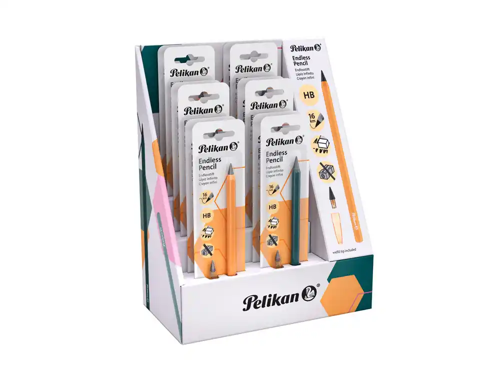 [175385] Lapiz de grafito infinito pelikan cuerpo aluminio expositor de 12 unidades