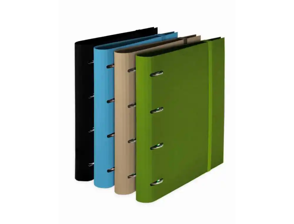 [175368] Carpeta pardo 4 anillas 35 mm carton compacto din a4 recambio 120 h 90 gr expositor 8 unidades colores