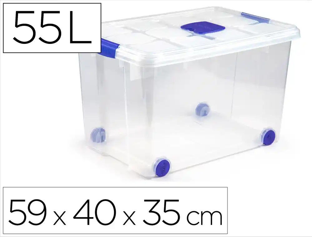 [175285] Contenedor de plastico plasticforte 55 litros n 4 transparente con tapa 590x400x350 mm